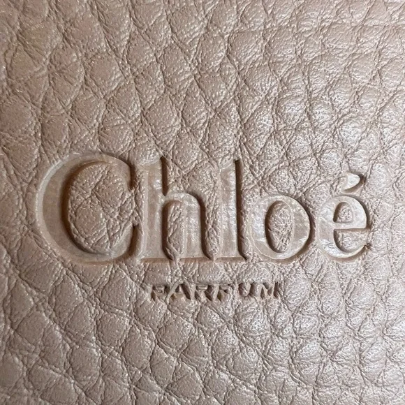 CHLOE PARFUM PEACH PEBBLED LEATHER LARGE ZIP COSMETIC BAG - Picture 11 of 11